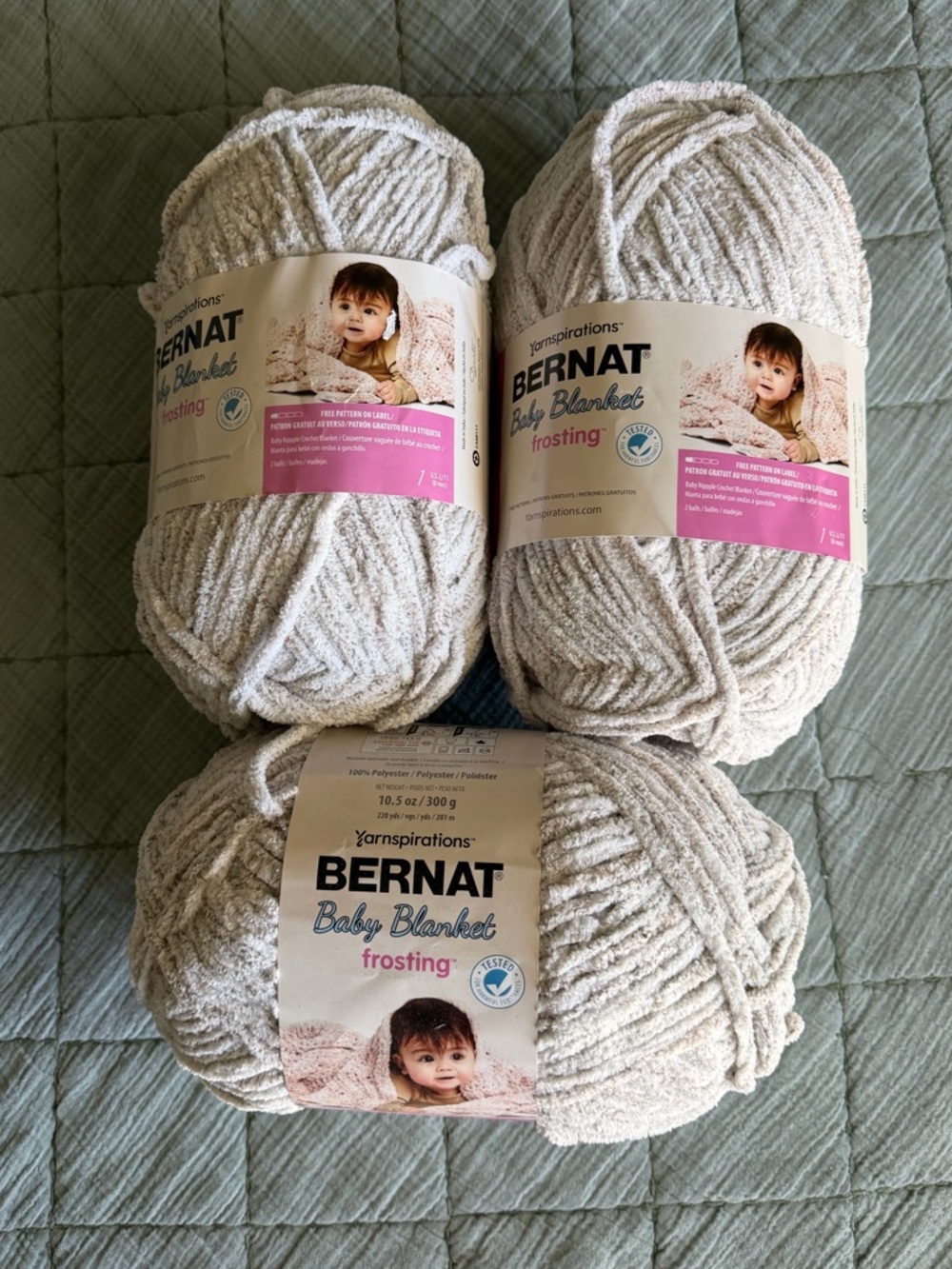Bernat Baby Blanket Frosting Yarn 3 Skeins